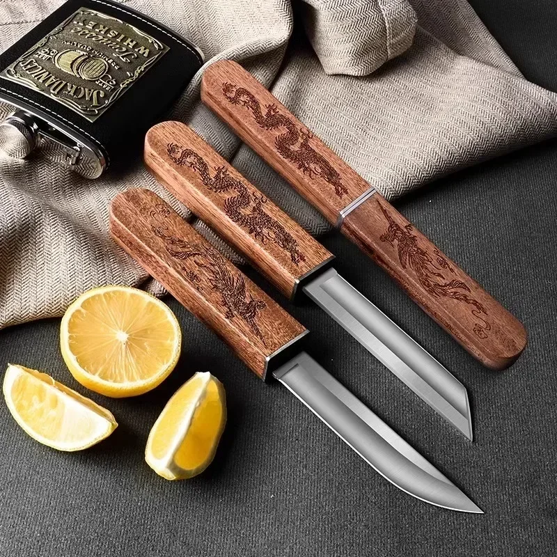 High Hardness Fruit Knife Sharp Dragon And Phoenix Double Knife - Portable Household Fixed Blade Fruit Knife Cleaver Meat Knifes