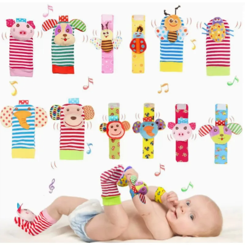

Baby Wrist&Ankle Rattle Socks Set - Interactive Foot Finder Toys with Hand Bracelets for Newborn Infant Sensory Development bebe