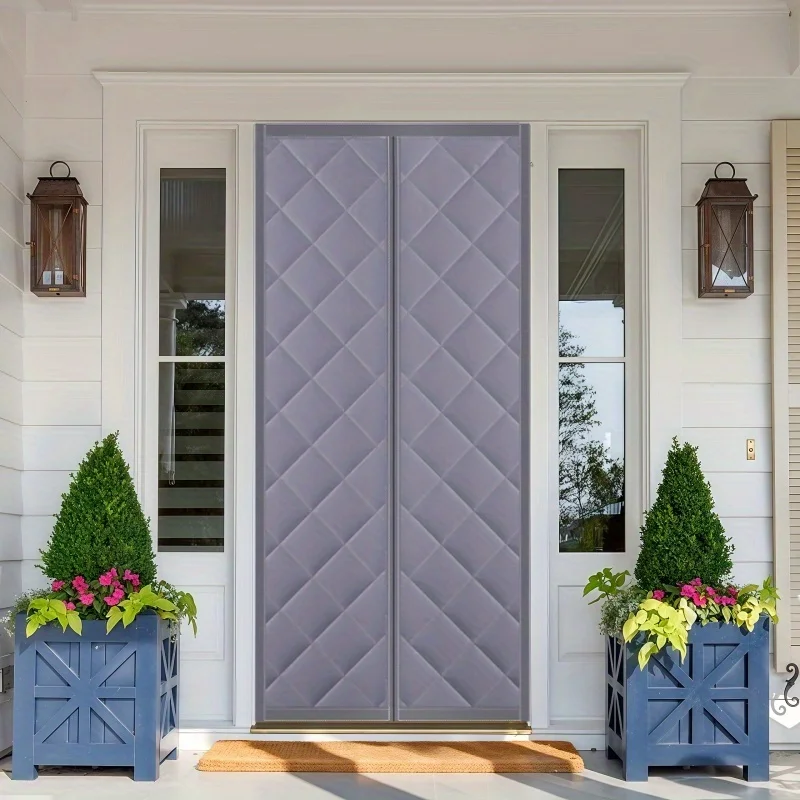 1 Piece of Winter Magnetic Insulation Door Curtain, Thickened and Encrypted To Keep Warm Without Punching Holes, Self-priming