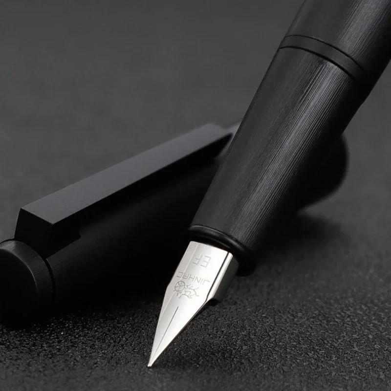 JINHAO 80 블랙 만년필 섬유 엑스트라 파인 0.38mm 펜촉 잉크 펜 쓰기 골드 클립 학교 사무용품 편지지