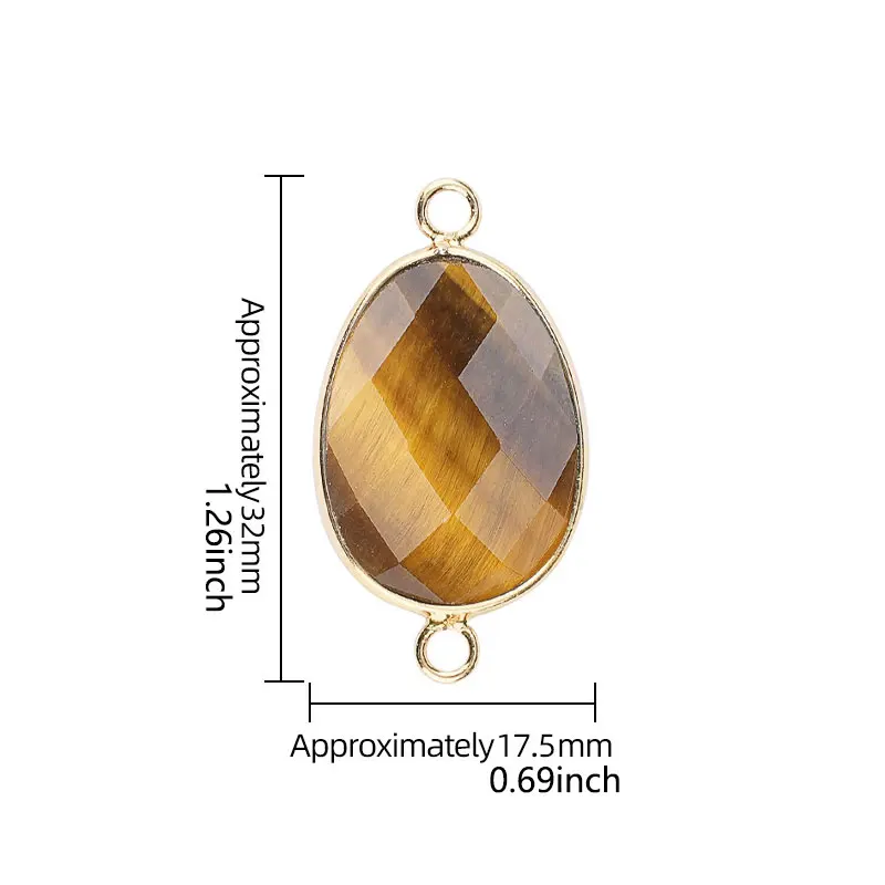 1pc Double Sided Faceted Natural Stone Slice Charm Pendants Connector for Jewelry Making DIY Earring Necklace Bracelet image 4