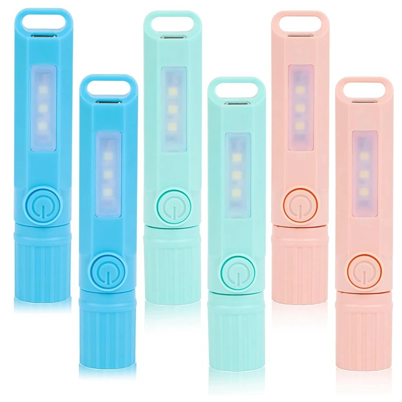 Mini Small USB C Rechargeable LED Flashlights Camping Lantern Combo Flashlight 6PCS