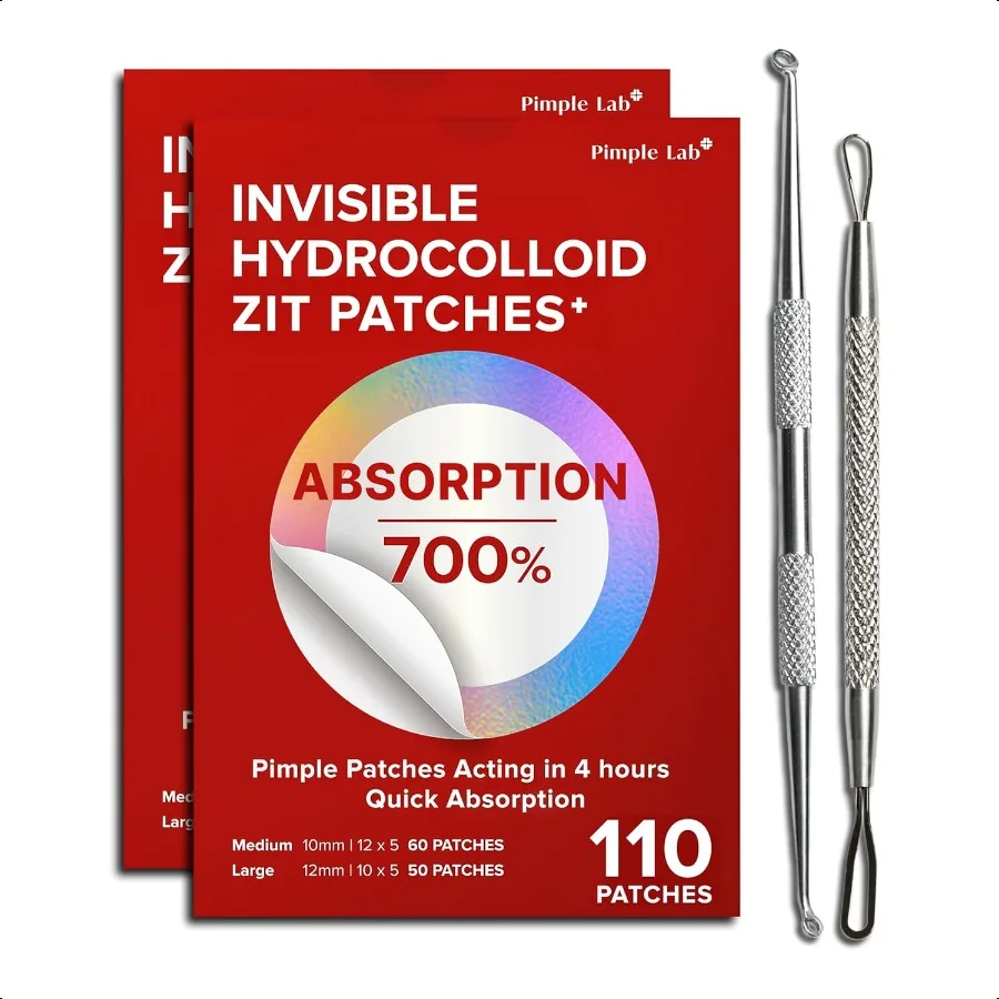 얼굴용 여드름 패치 2팩 총 220개 도트와 2가지 종류의 팝퍼 도구 포함