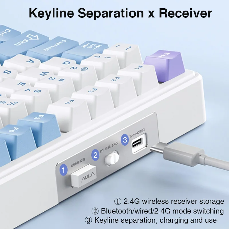 Imagem -03 - Teclado Mecânico sem Fio para Jogos Modo 2.4g Usb Bluetooth Teclados Hot Swap Rgb Escritório Presente Aula-f75