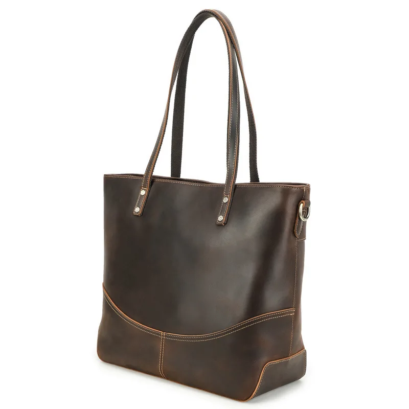 Fashion Suitable 14.2-inch Laptop Computer Large Capacity Cowhide Handheld One Shoulder Crossbody Bag Briefcase Leather Men Bags