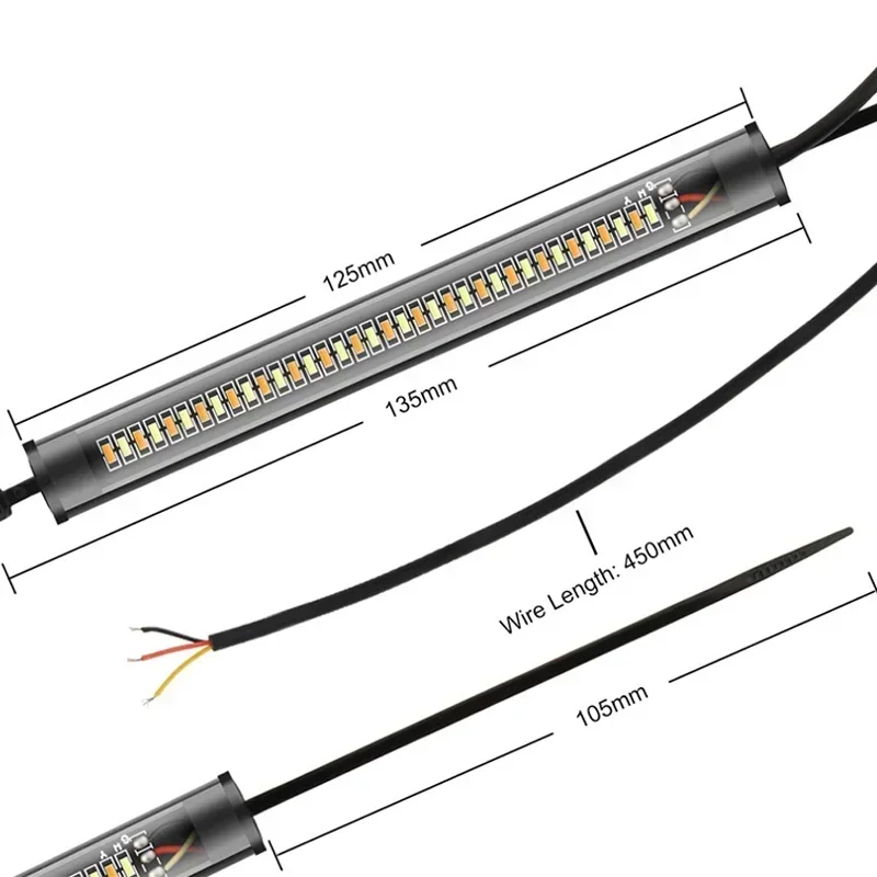 1/2 قطعة LED حلقة شوكة مصباح شريطي وامض الوامض دراجة نارية بدوره مصباح إشارة و DRL العنبر الأبيض موتو المتعري اكسسوارات السيارات