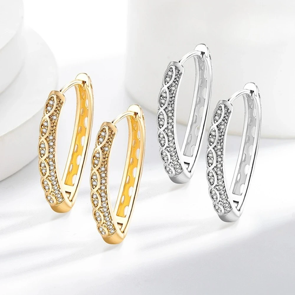 925 Sterling Silver New Hollow Earrings  Elegant and Luxurious,Small-Scale,Full-Diamond, Super-Shiny Ear Accessories