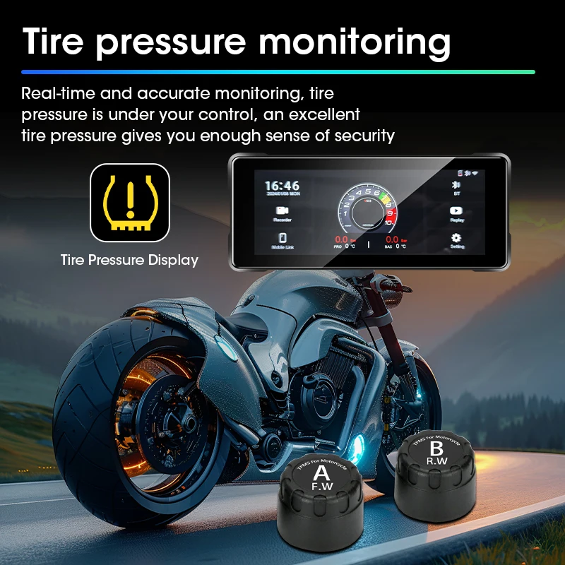 JMCQ 6,86 pulgadas 2K HD motocicleta DVR IPX7 impermeable inalámbrico Carplay pantalla portátil motocicleta GPS navegación Monitor