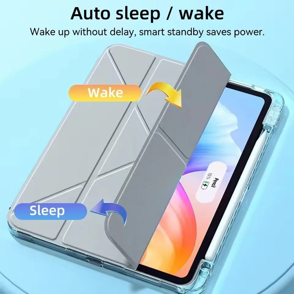 Foldable Acrylic Transparent Hard Case for Samsung Galaxy Tab S10 FE Plus 13.1 SM-X620 SM-X626 with Pencil Holder