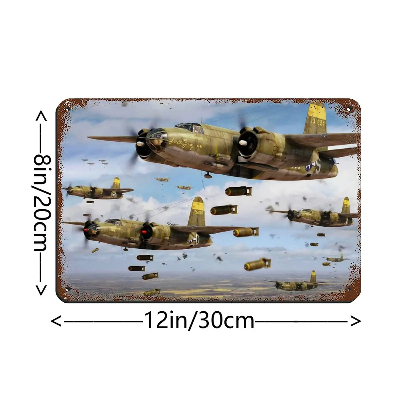 Jierbi B-26 Marauder World War II Fighter Aircraft Rust Tin Sign Retro Poster Metal Tin Sign Chic Art Retro Iron Painting Bar Pe