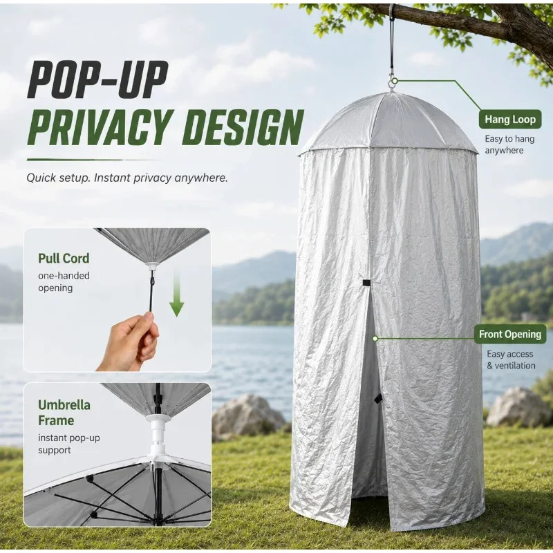 Portable Changing & Shower Tent Hanging Outdoor Privacy Shelter for Camping Travel Waterproof Sun Canopy with Carry Bag