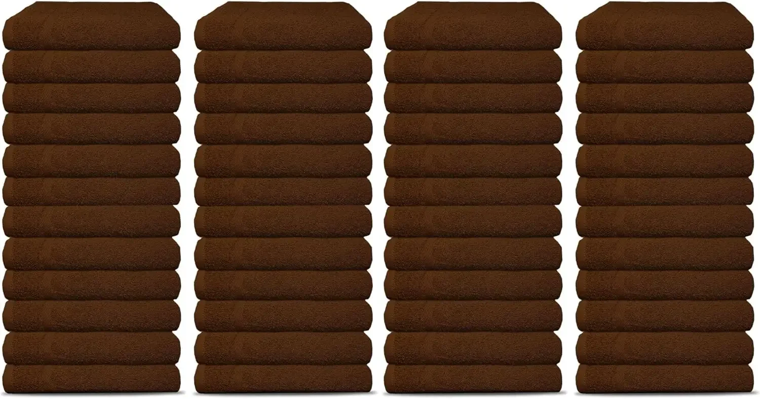 

Salon Towels Pack of 48 Super Absorbent Quick Dry Chocolate Brown Hand Towels Medium 25x15 Inches Double Stitched 100% Cotton