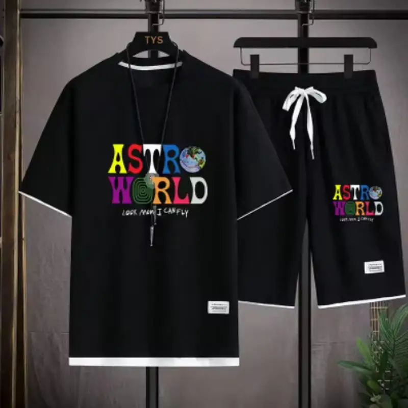 

Summer Men's Spider Print T-shirt + Shorts Suit Casual Two-piece Waffle Sportswear 2024 Fashionable and Comfortable Suit M-3XL