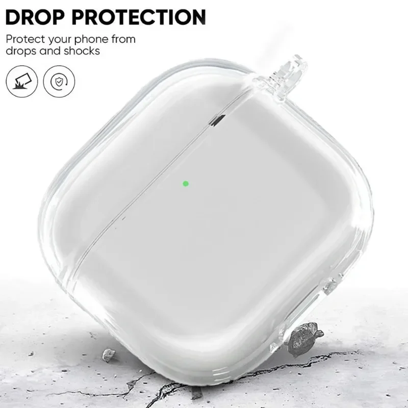 Custodia trasparente per auricolari AirPods 4 Custodia protettiva trasparente in TPU morbido con portachiavi per accessori AirPods di quarta generazione