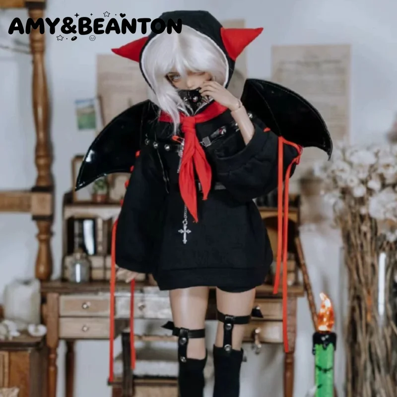 1/4 BJD Doll Clothes Little Devil Hoodie BJD 1/4 Doll Outfit Handmade Casual Doll Costume Fit for 4 Points BJD Dolls Accessories