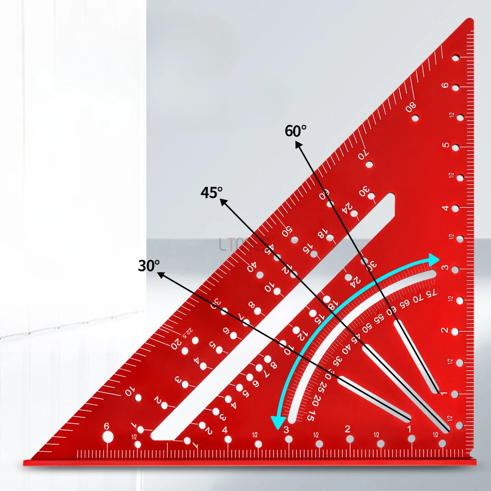 

7-дюймовая треугольная линейка из алюминиевого сплава, угловой транспортир, квадратная линейка, метрический/английский угломер, стандартный инструмент