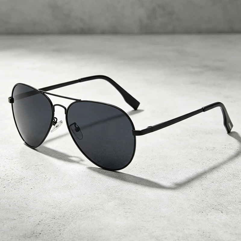 Classique grand pilote lunettes de soleil polarisées hommes de luxe en métal noir Aviation lunettes de soleil mâle mode conduite vacances nuances UV400