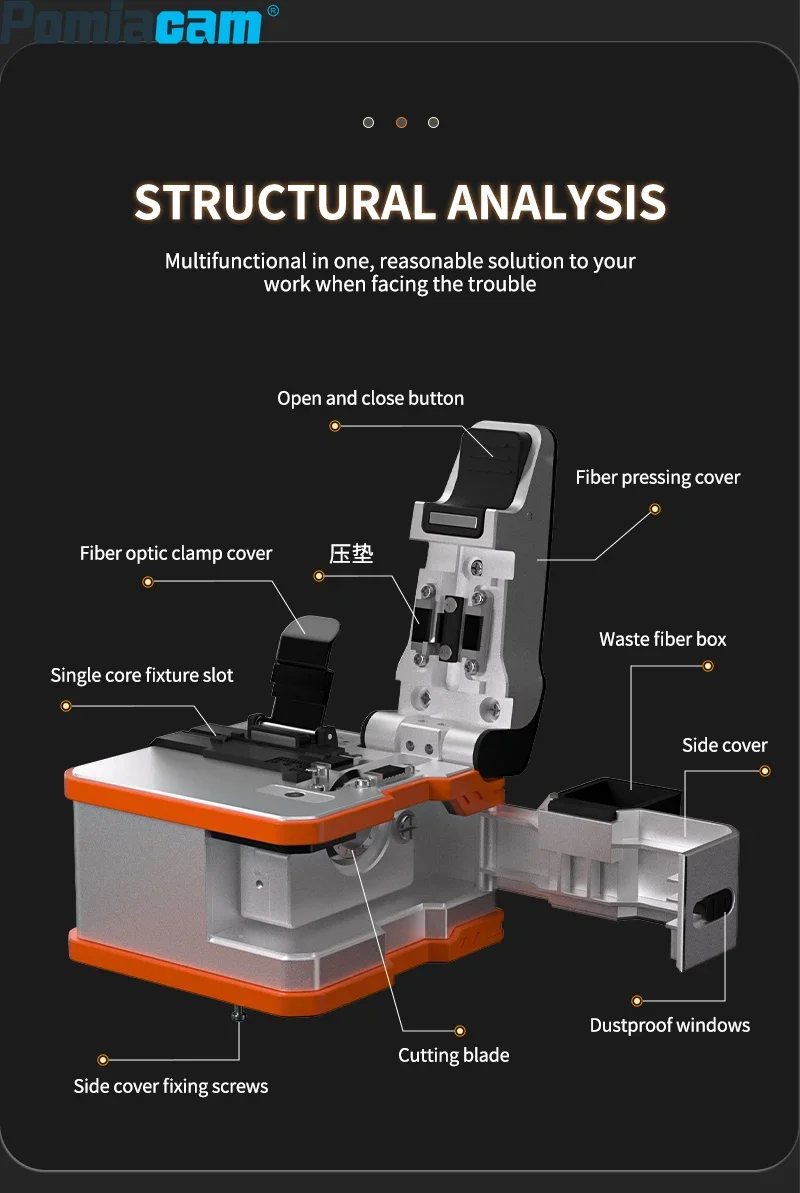 Q1S New Hot Melt Three in One Clamp Slot Cutting Tool/ Optical Fiber Cleaver Machine FTTH High-Precision  for Cold Joint