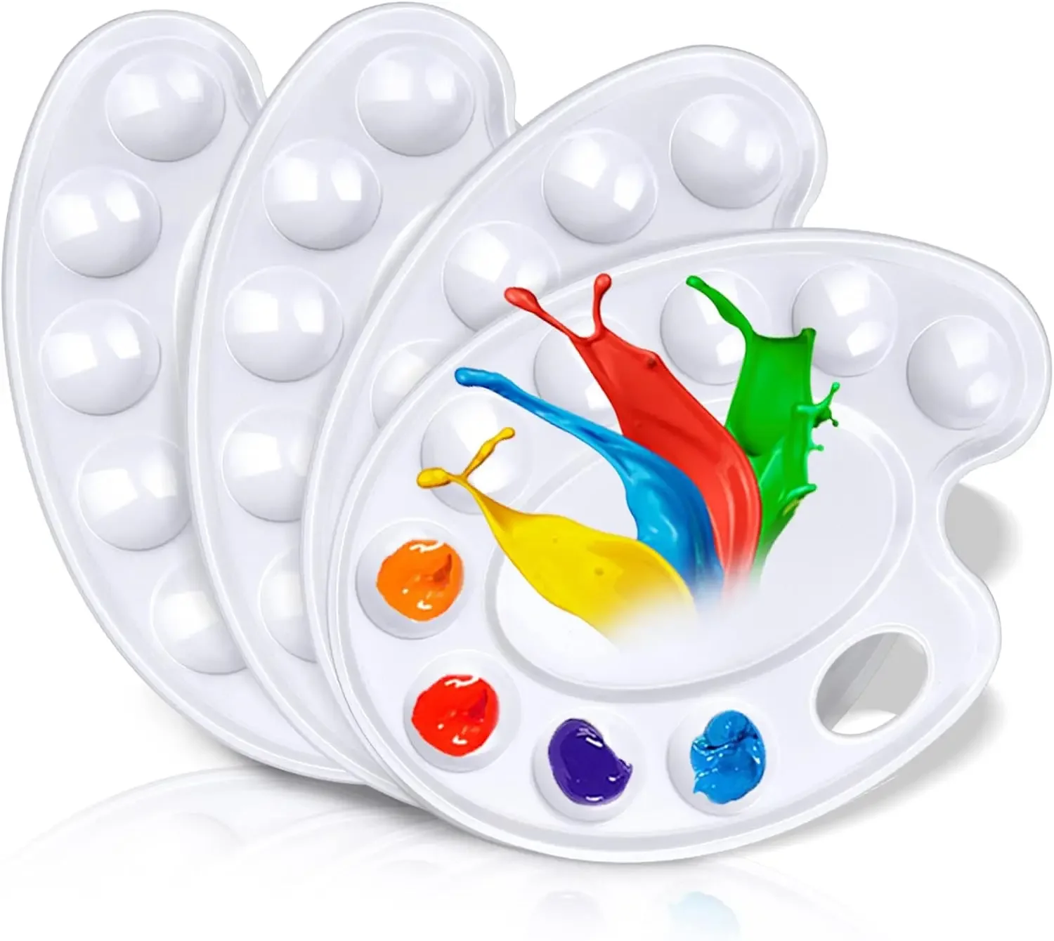 

4-Pack Plastic Paint Trays With Thumb Hole For Kids, Students DIY Painting & Craft Projects
