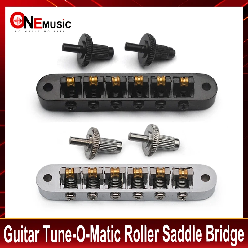 Guitar Tune-O-Matic Roller Saddle Bridge Replacement Part Compatible with LP SG Style 6 String Electric Guitar