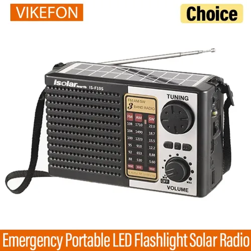 VIKEFON Altavoz Bluetooth inalámbrico linterna LED FM AM SW Radio carga Solar Radio de emergencia banda completa alta sensibilidad