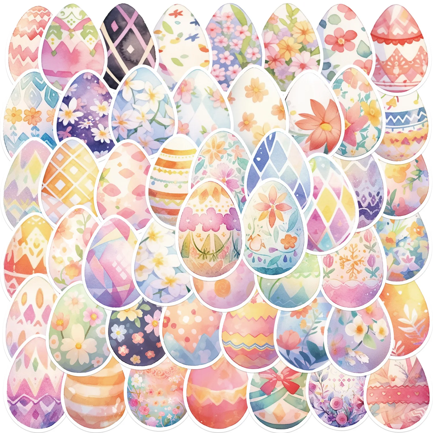 50Pcs/Lot Wholesale Easter Egg Stickers Waterproof For Luggage Skateboard Laptop Notebook Car Decals Kids Gifts