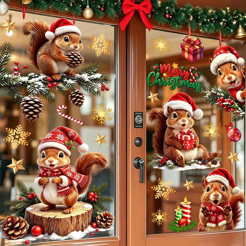 3pcs christmas Window Sticker,suitable for cabinet,glass doors,windows and wall decor,holiday decoration,freely DIY combination