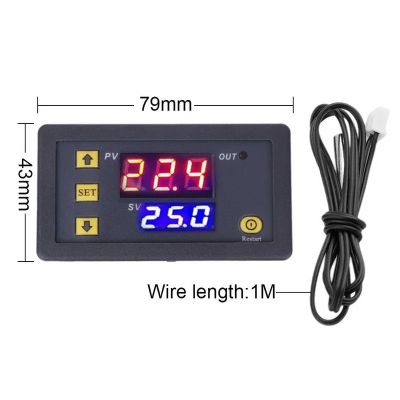 W3230 Probe line 20A Digital Temperature Control LED Display Thermostat With Heat/Cooling Control Instrument 12V 24V AC110-220V