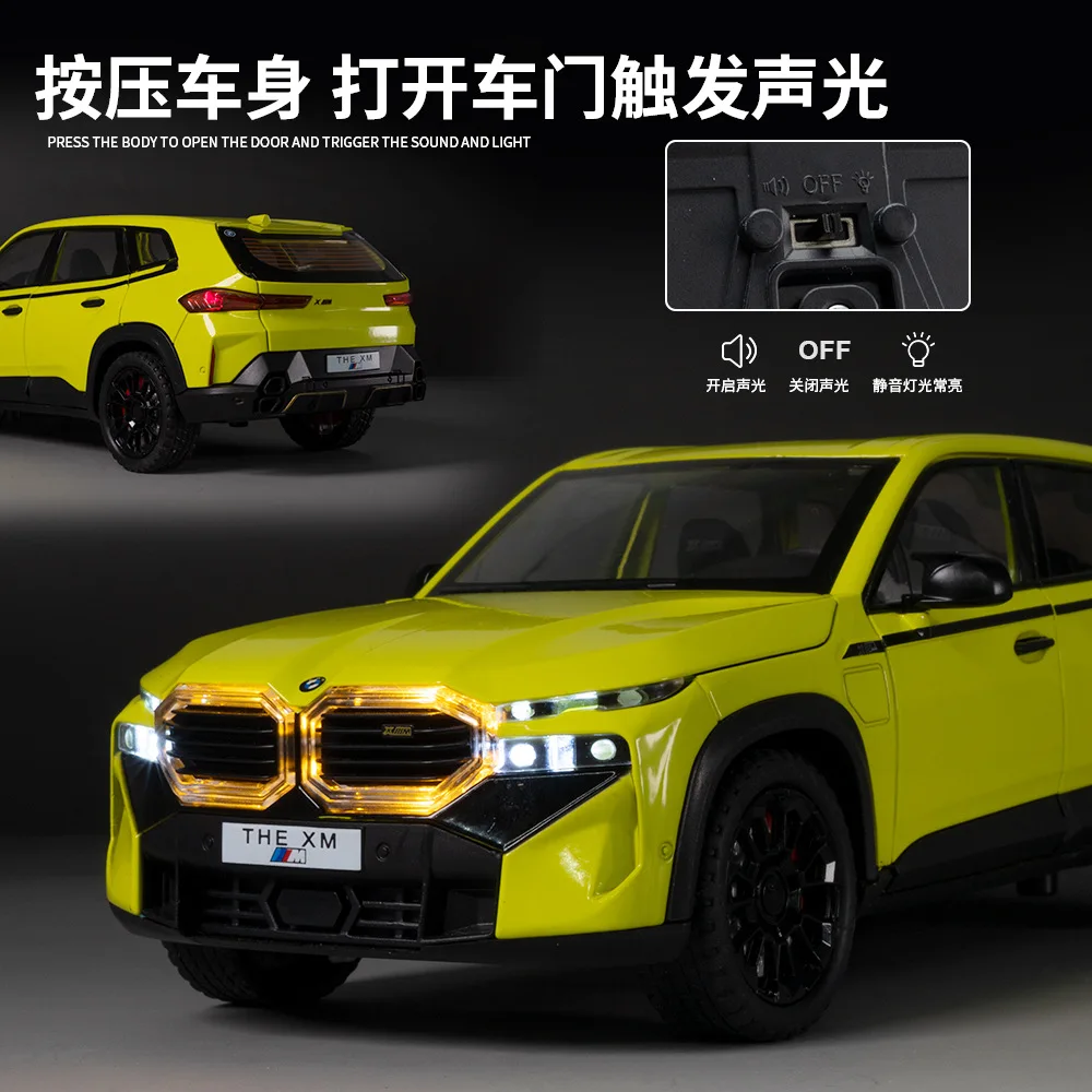 1:24 BMW XM SUV Alloy Car Model Diecast Metal Car Vehicles Model Simulation Sound and Light Collection Childrens Toy Gift A638