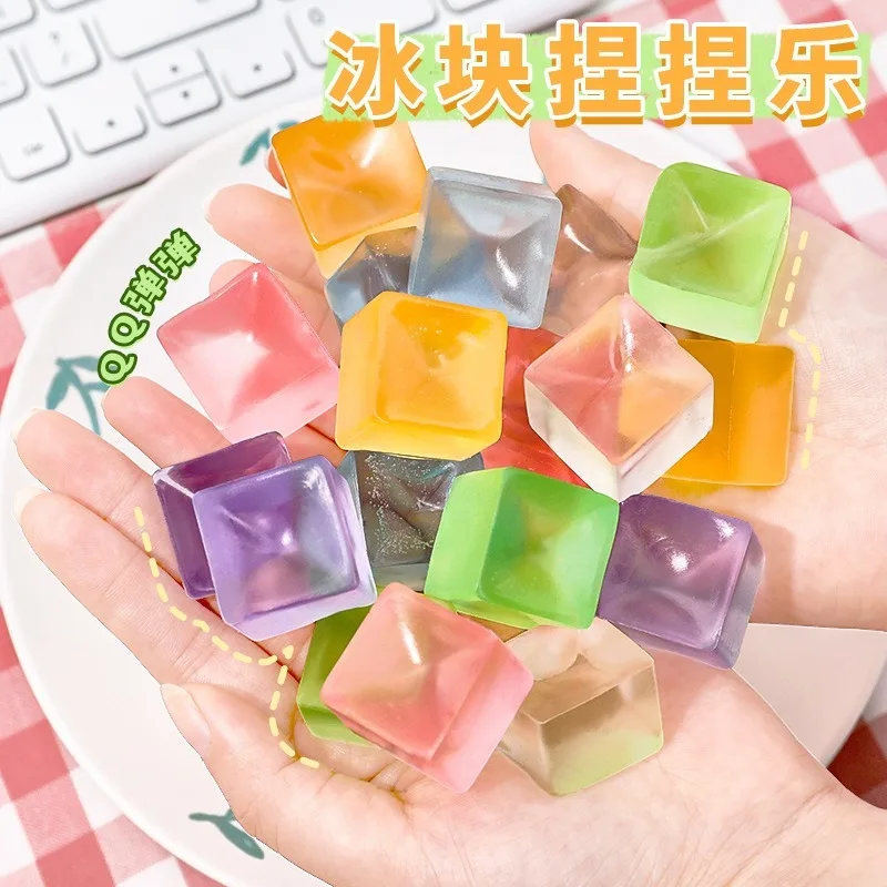 1 pçs mini cubo de gelo brinquedo fidget forma quadrada mole bola estresse espremer brinquedos alívio do estresse brinquedo sensorial para crianças adultos presentes