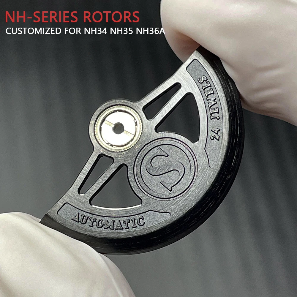 Customized NH35 Oscillating Weight Rotors Metal Black Hammers Parts Fit to NH34 NH35 NH36A NH38 NH70 Mechanical Movement