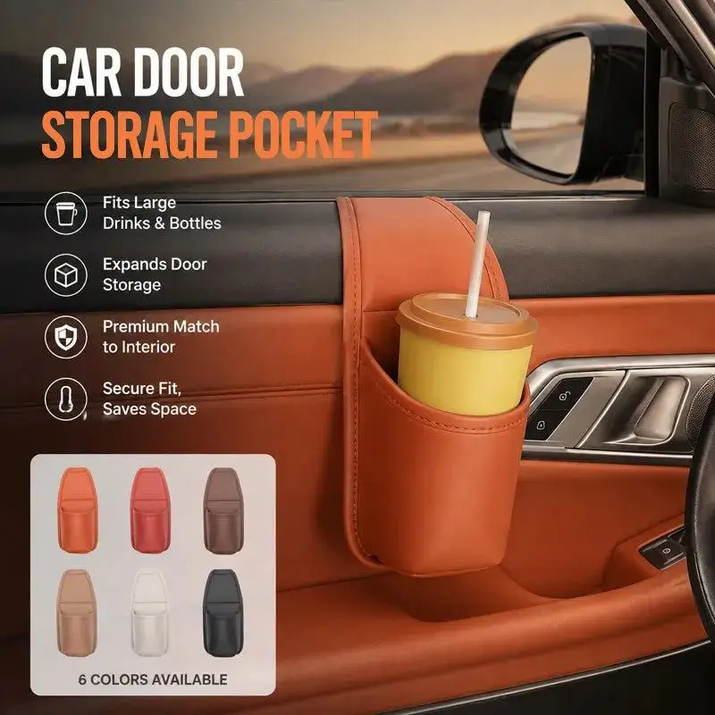 Car Door Cup Holder Storage Bag Universal Drink Rack Storage Bin Car Seat Back Water Cup Box Organizer Pocket