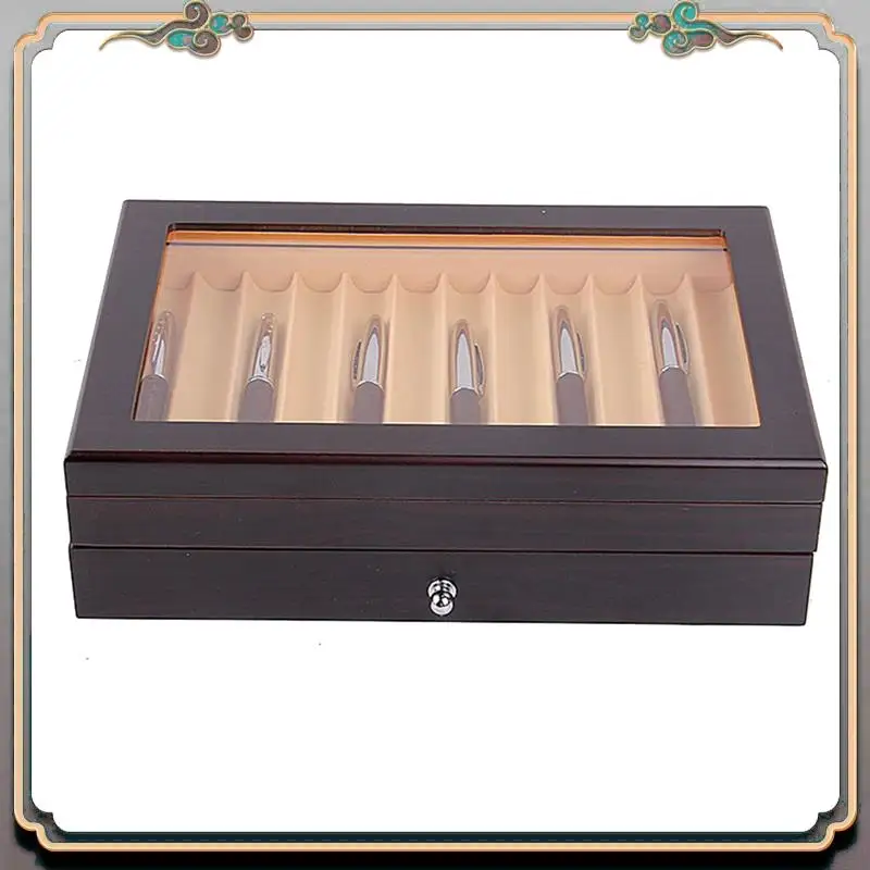Durable 1 PCS Luxury 2 Layer Pen Display Organizer Transparent Window Fountain Pen-Collector Box 1