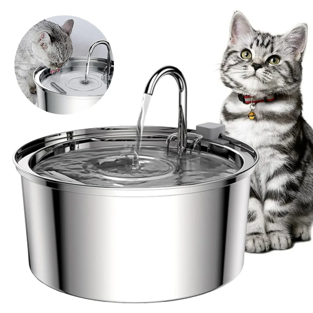 Cat Water Fountain Stainless Steel Pet Automatic Water Feeder USB Electric Mute for Cat Dog Filter Fountain Smart Drinking Bowl