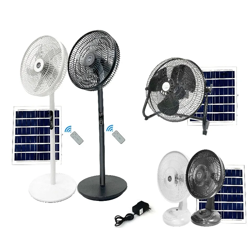 Hot Solar Fan with Solar Panel 16 Inch High Quality Rechargeable Stand Fan Portable Solar Powered Rechargeable Fan