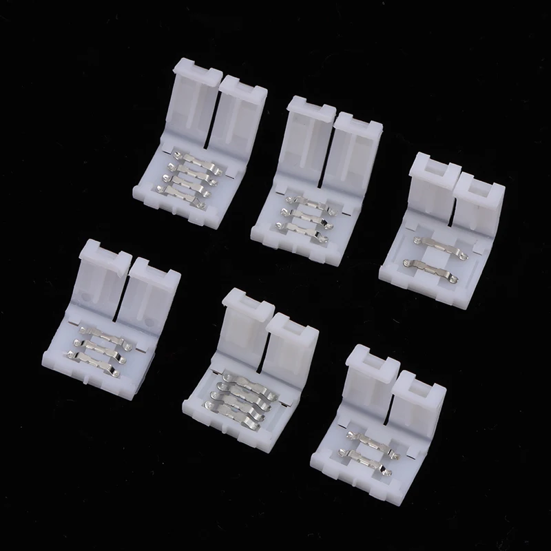 ✰✪10Pcs LED Strip Connector 8MM 10MM 2Pin 3Pin 4Pin 3528 5050 RGB Single Color Solderless PCB Board Wire Free Welding Connectors