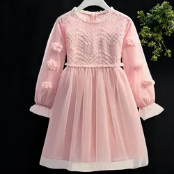 Girls Elegant Dress Spring Flower Party Dresses for Kids Princess Costume Teenagers Children Clothes Vestidos 3 4 6 7 9 11 Years