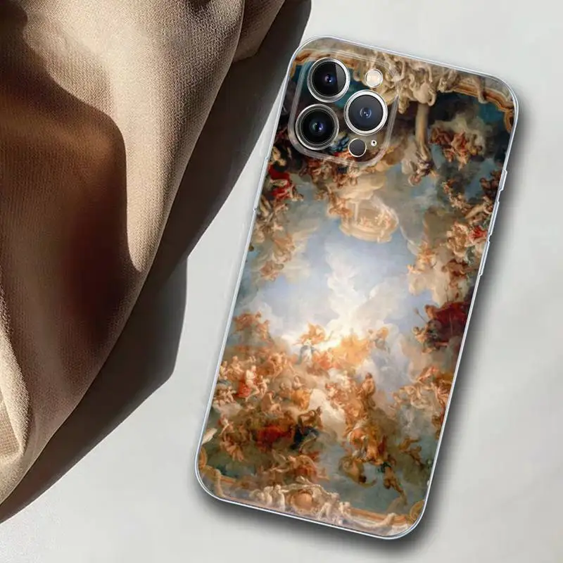 Fresco Michelangelo Creation of Adam Phone Case For iPhone 14 13 12 Mini 11 Pro XS Max X XR SE 6 7 8 Plus Soft Silicone Cover