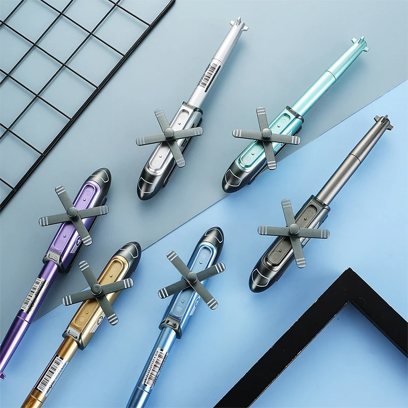 1Pcs Creative Helicopter Metal Gel Pen 0.5mm Writing Pen School Office Stationery Supplies Novelty Kids Toys Gifts Random