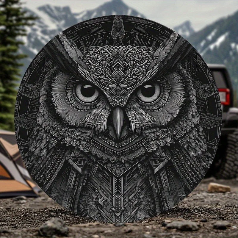 

Ornate Owl Spare Tire Cover Waterproof Polyester Protector For SUV Truck Universal Fit