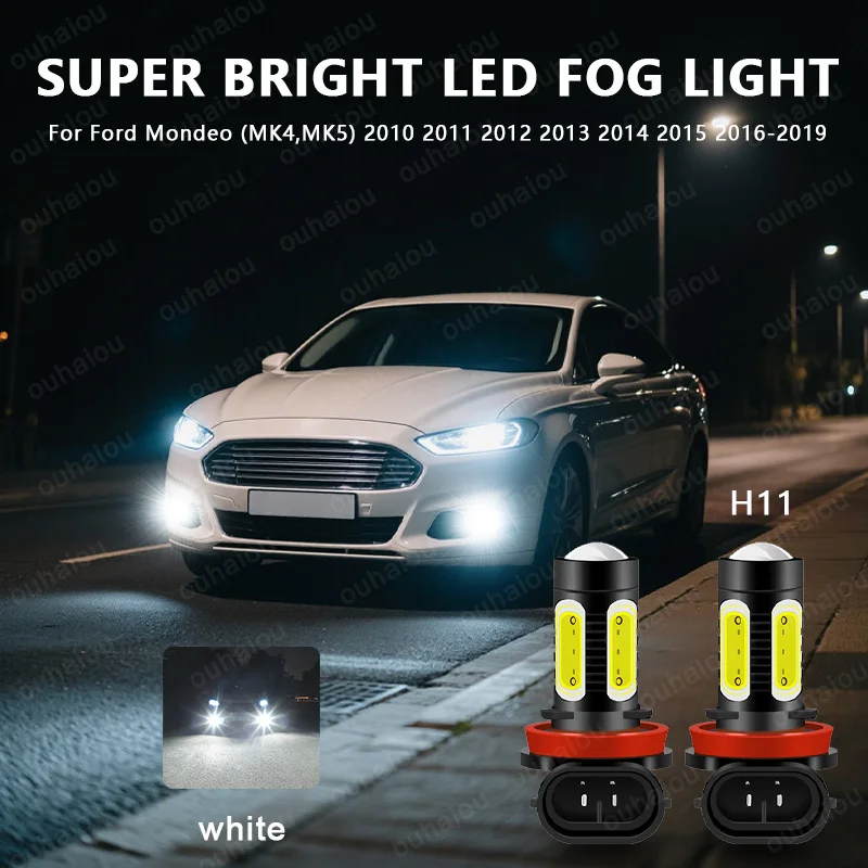 

2pcs 2400LM For Ford Mondeo (MK4,MK5) 2010 2011 2012 2013 2014 2015 2016-2019 LED H8 H11 Fog Light Bulb Car DRL Lamp 6000K 12V