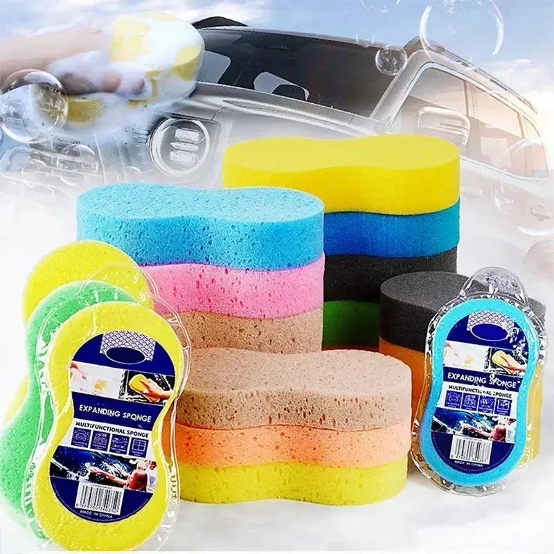 1-5Pcs High-density Household Cleaning Sponges Large Honeycomb 8-shaped Car Washing Sponge Kitchen Bathroom Foam Cleaning Tools