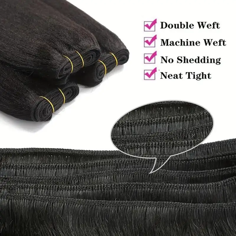 Brazilian Yaki Stright Human Hair Weave Bundle 12-26 inch Remy Brazillian Kinky Stright Natural Color Hair Weft