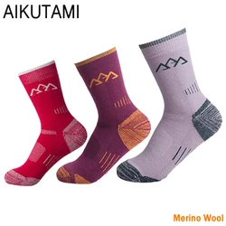 Merino Wool Outdoor Hiking Socks for Women Breathable Coolmax Ski Climbing Camping Sport Cycling Socks Athletic Socks for Womens