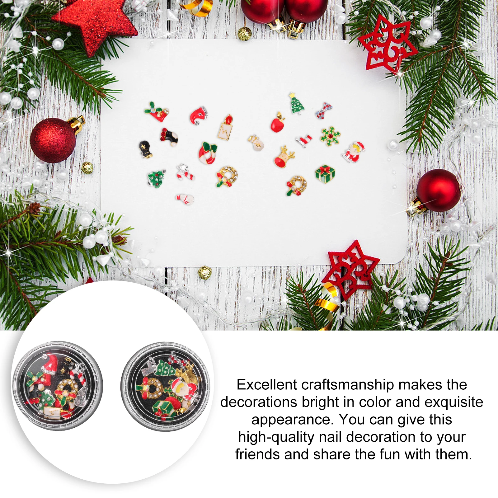 

2 Boxes Christmas Nail Art Decor Set 3D Rhinestones Manicure Charms for Creative DIY Manicure At Parties Birthdays Holiday