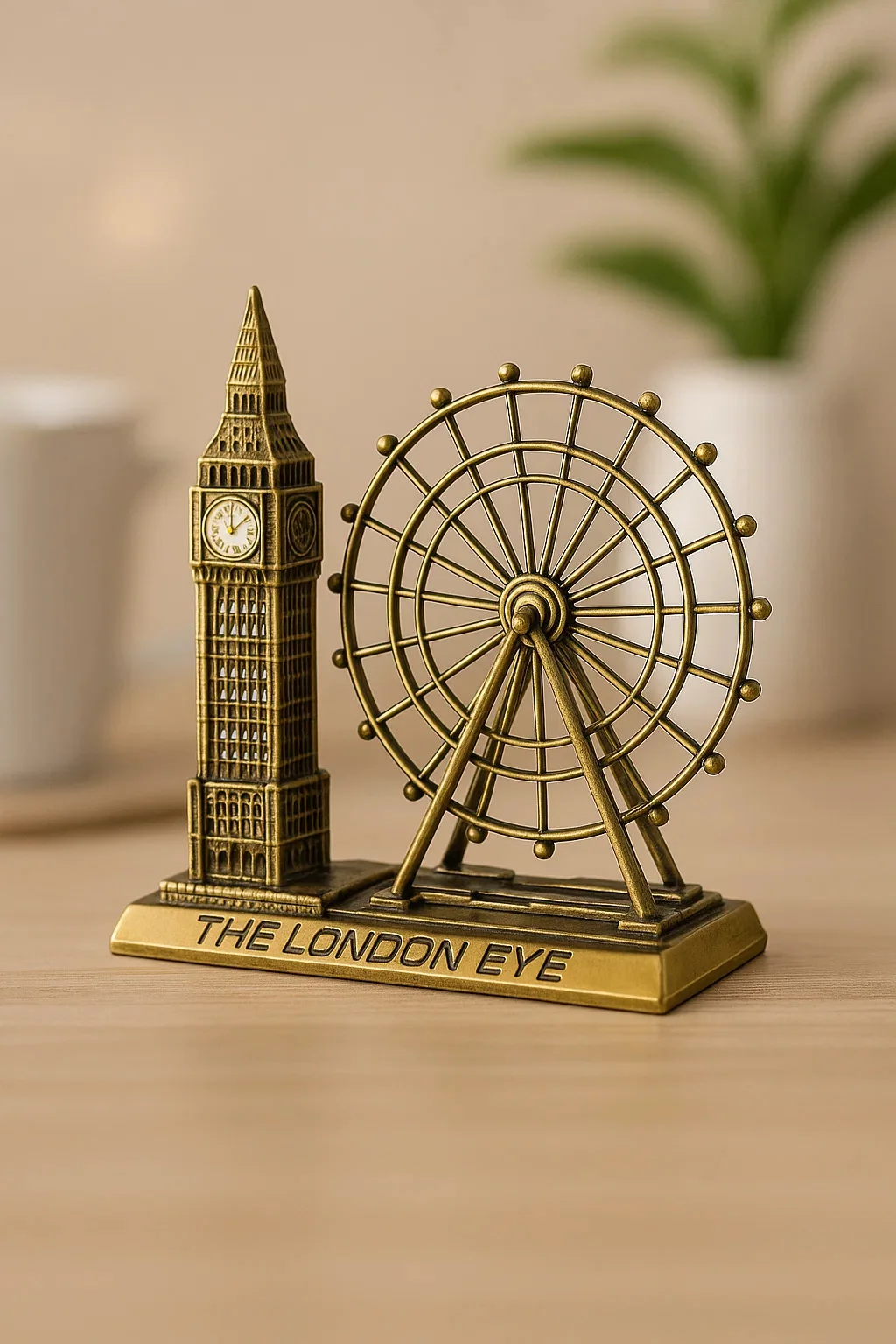 8 Inch Rotating London Eye and Big Ben Statue – Retro Zinc Alloy Travel Souvenir for UK Lovers