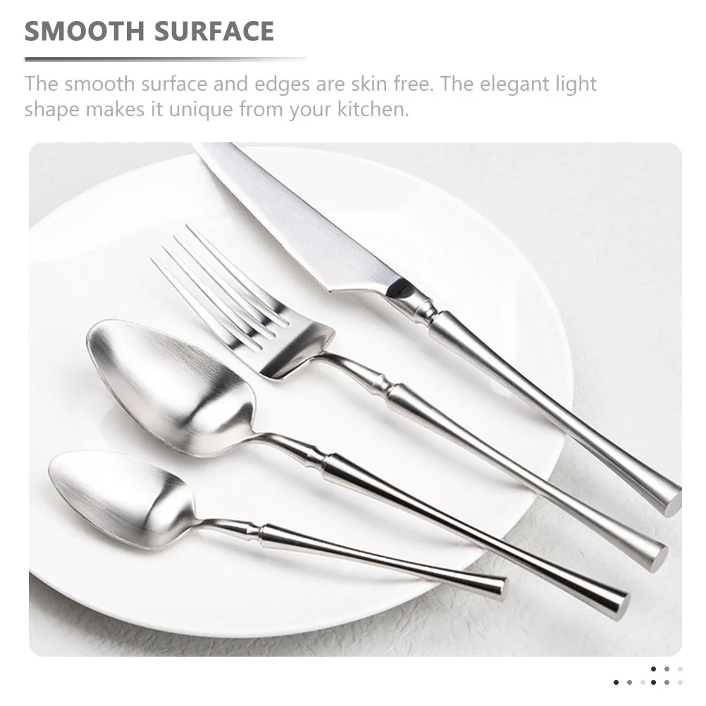 

1Set Thickened Stainless Steel Cutlery Set Metal Dinnerware Fork Spoon Steak Flatware Kitchen Essentials Reusable