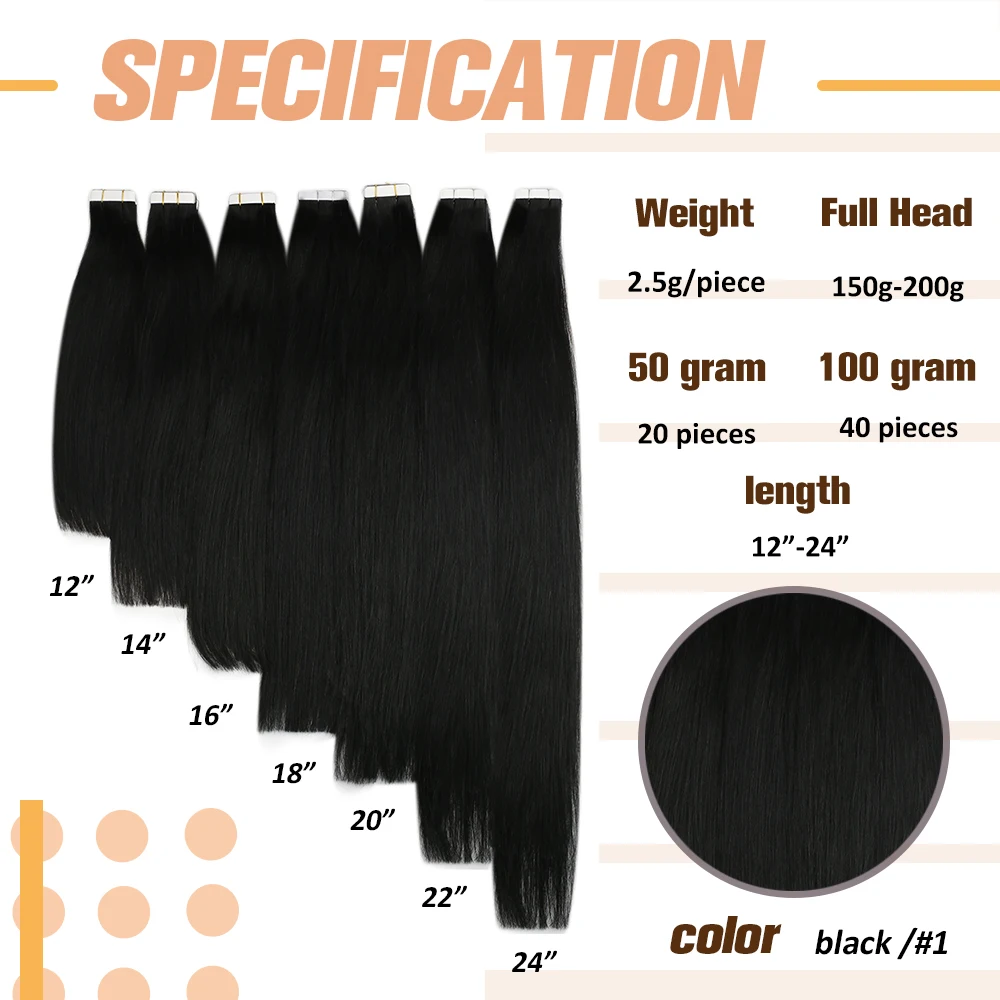 Vesunny Kinky Straight Tape In Human Hair Extensions Zwarte Vrouwen Brazilië Natuurlijke Haar Extensions18 Inch 20Pcs