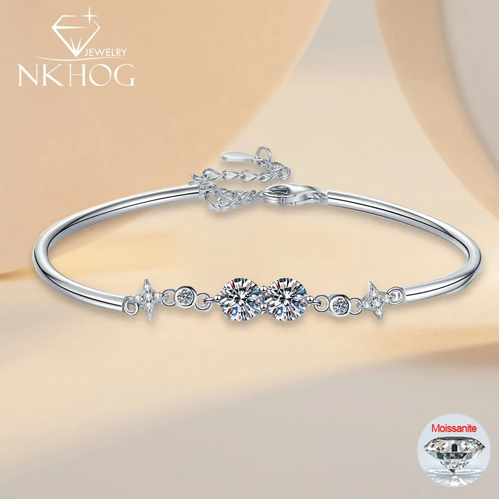 

NKHOG 5mm Real Moissanite Bracelets For Women 925 Sterling Silver Sparkling Lab Diamond Link Chains Gifts Jewelry GRA Certified