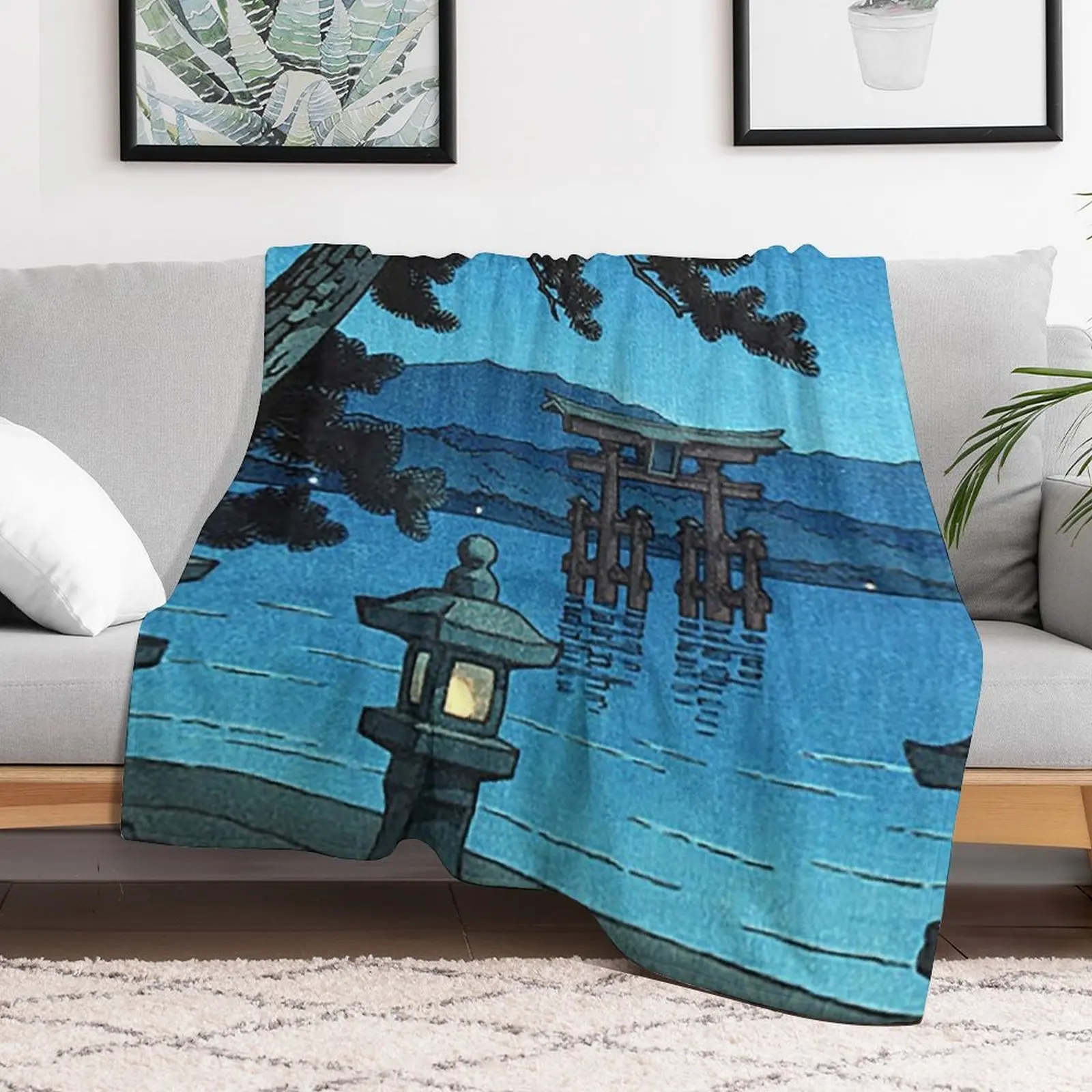 Moonlit Night - Hasui Kawase Throw Blanket